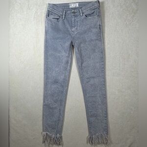 Free People Size 24 Gray Skinny Jeans with Frayed Hem Designer Classic